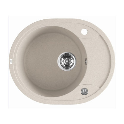 Laveo Dafne Beige Granite Single Bowl Stone Kitchen Sink 470*580*198mm(including Space Saving Siphon and Click-clack Plug)