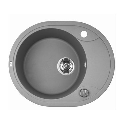 Laveo Dafne Grey Granite Single Bowl Stone Kitchen Sink 470*580*198mm(including Space Saving Siphon and Click-clack Plug)