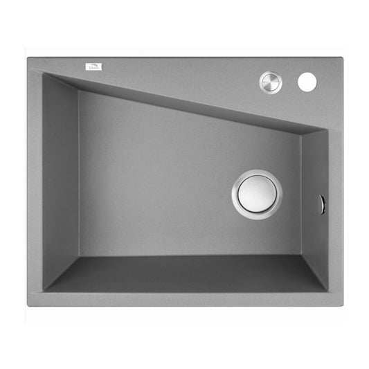 Laveo Grenada Grey Granite Double Bowl Stone Kitchen Sink 470*600*227mm(including Space Saving Siphon and Click-clack Plug)