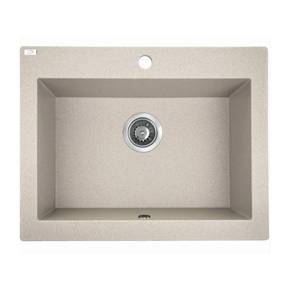 Laveo Komodo Beige Granite Single Bowl Stone Kitchen Sink 490*580*220mm(including Space Saving Siphon and Click-clack Plug)