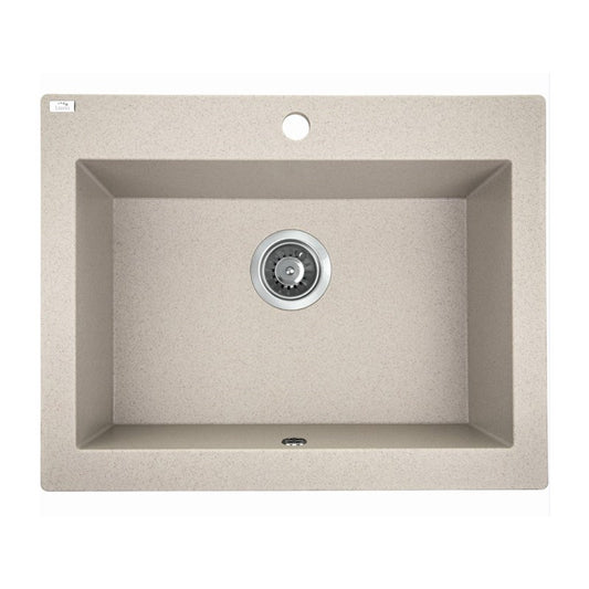 Laveo Komodo Beige Granite Single Bowl Stone Kitchen Sink 490*580*220mm(including Space Saving Siphon and Click-clack Plug)