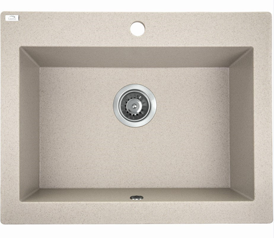 Laveo Komodo Beige Granite Single Bowl Stone Kitchen Sink 490*580*220mm(including Space Saving Siphon and Click-clack Plug)