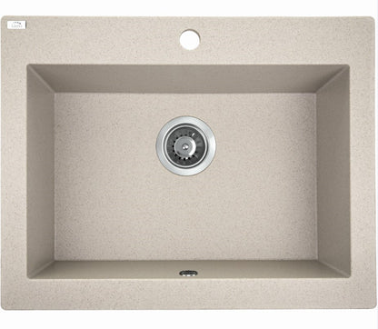Laveo Komodo Beige Granite Single Bowl Stone Kitchen Sink 490*580*220mm(including Space Saving Siphon and Click-clack Plug)