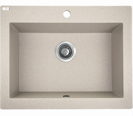 Laveo Komodo Beige Granite Single Bowl Stone Kitchen Sink 490*580*220mm(including Space Saving Siphon and Click-clack Plug)