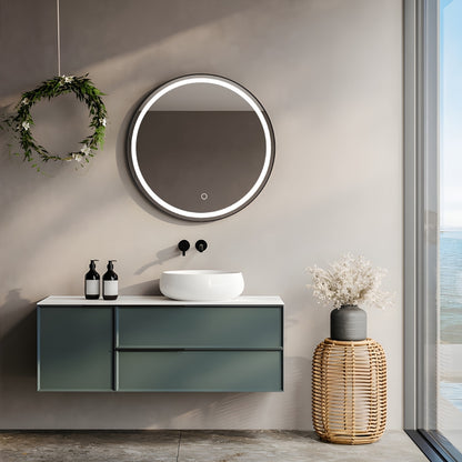LUNA Black Framed LED Round Mirror -  900mm (MBK-RL90) **Discontinued/Clearance Stock No Exchange or Refund