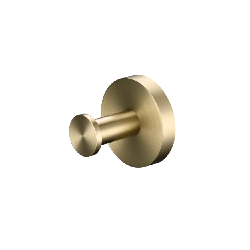 Lux S2 Single Robe Hook - Brushed Brass