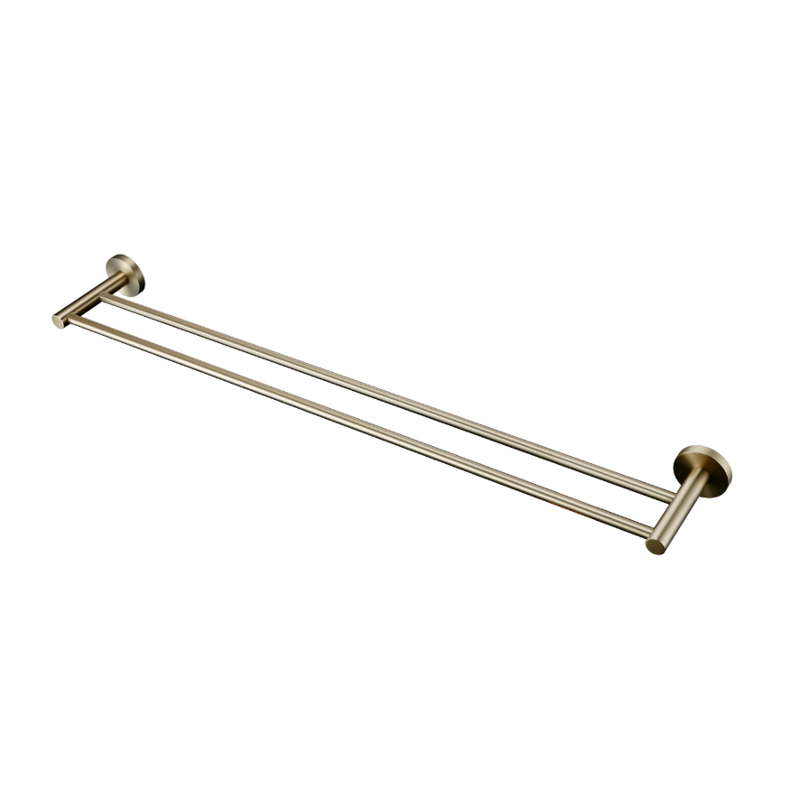Lux S2 800mm Double Towel Rail - Brushed Brass