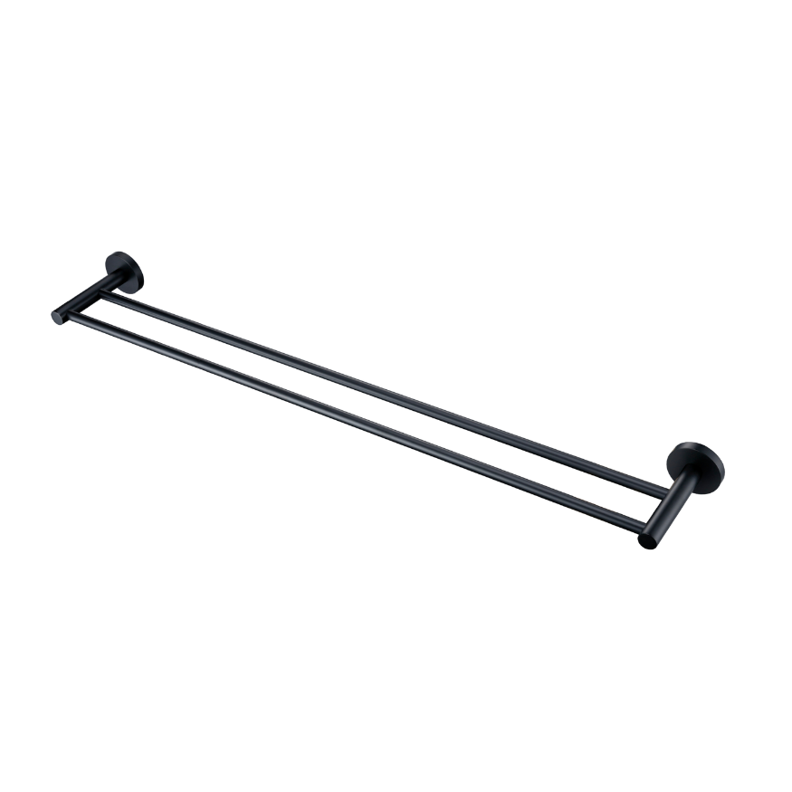 Lux S2 800mm Double Towel Rail - Matte Black
