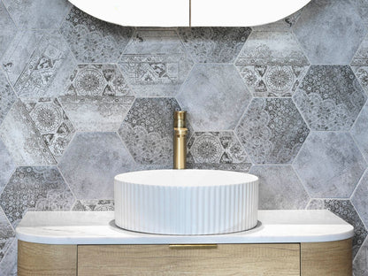 Fluted Matt White Basin-Round 360mm x360mm