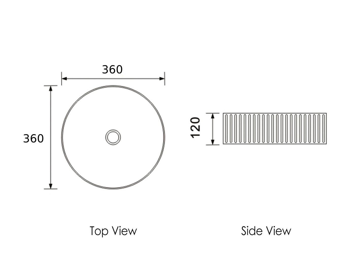 360mm Gloss White Round Above Counter Basin | 360x360x120mm