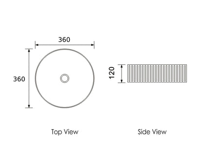 360mm Gloss White Round Above Counter Basin | 360x360x120mm