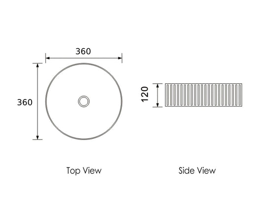 360mm Gloss White Round Above Counter Basin | 360x360x120mm