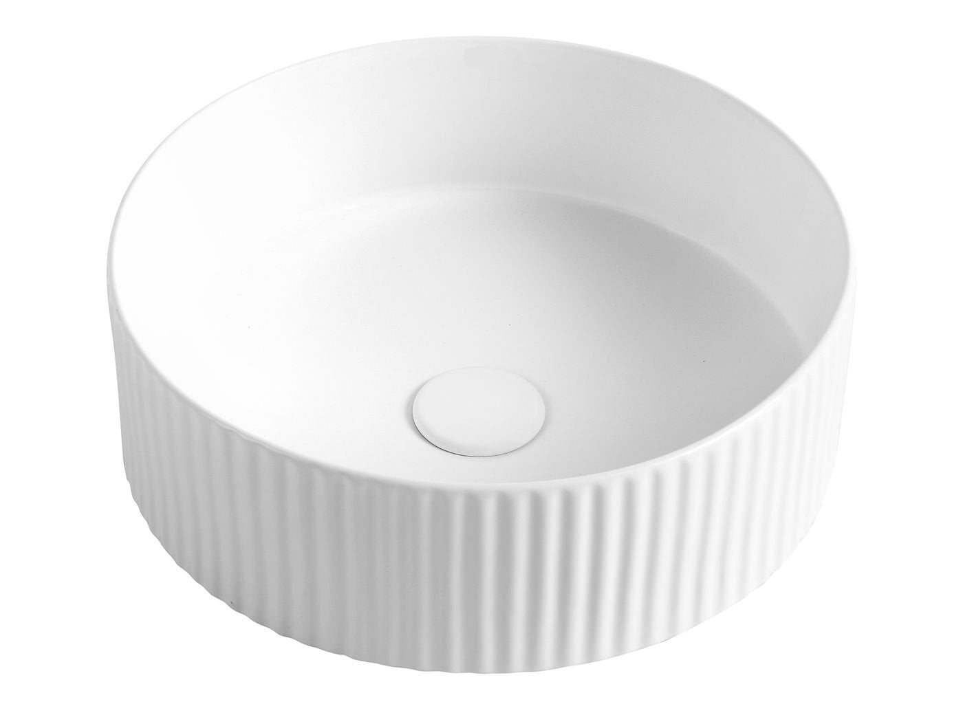 Fluted Matt White Basin-Round 360mm x360mm