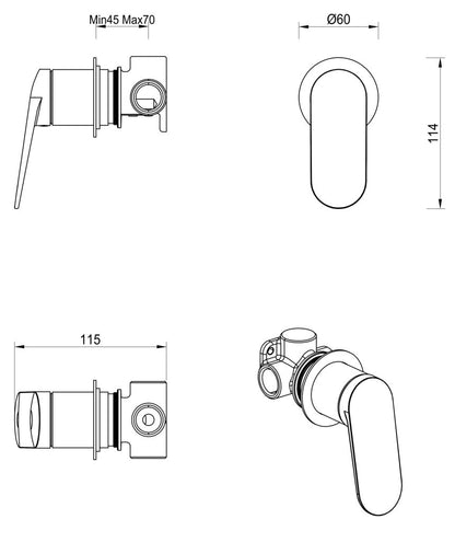 Lantra Shower Mixer - Round - TRIM KIT - Brushed Nickel