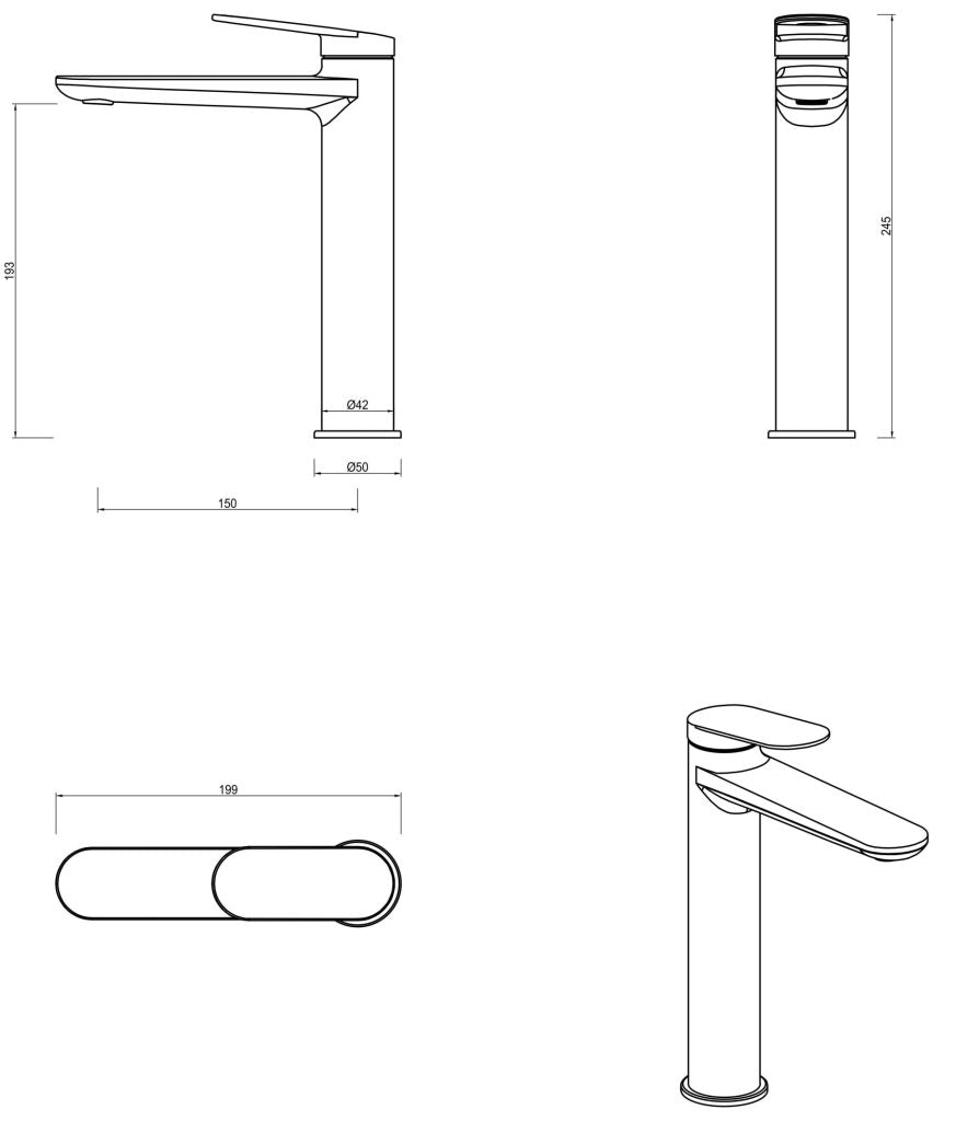 Lantra TALL Basin Mixer - Black
