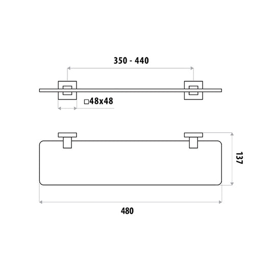 Lauren Project Glass Shelf - Chrome