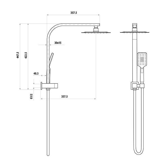 Liberty Twin Shower - Matte Black