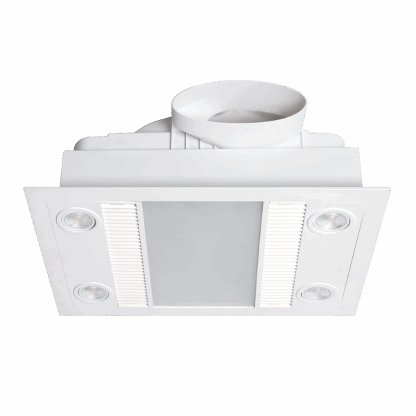 Linux DC 1000w Halogen 3 in 1 Bathroom Heater & High
Extraction Exhaust Fan with LED Light White