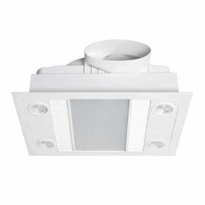 Linux DC 1000w Halogen 3 in 1 Bathroom Heater & High
Extraction Exhaust Fan with LED Light White