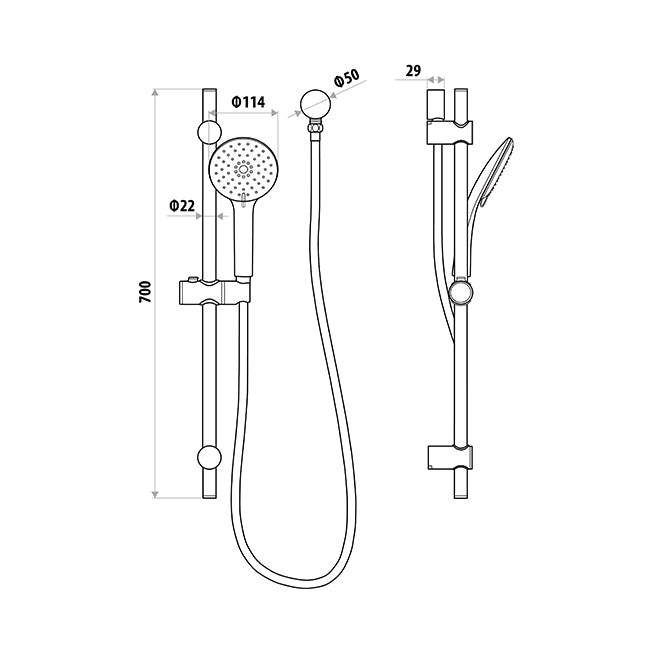Loui Hand Shower on Rail - Gun Metal