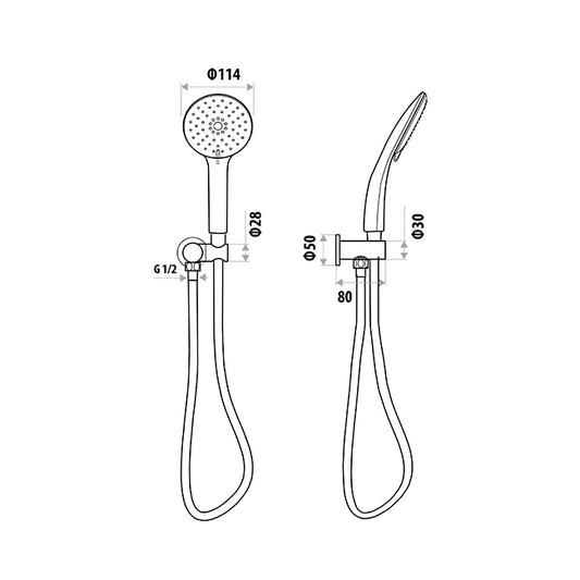 Loui Hand Shower With Wall Bracket - Brushed Gold