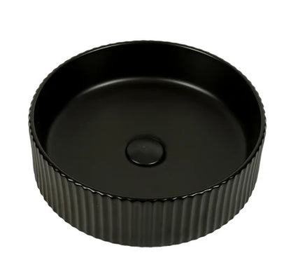 400*400*125mm Matte Black with Fluted Design Above Counter Basin