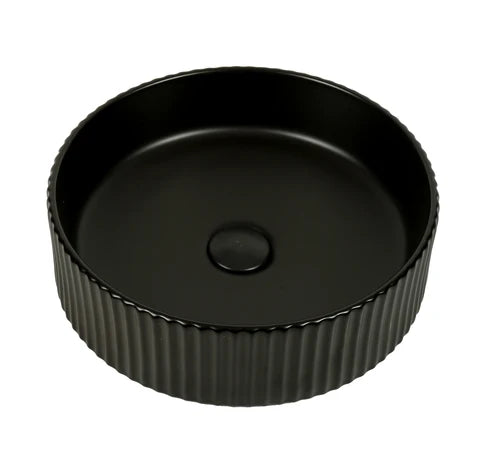 400*400*125mm Matte Black with Fluted Design Above Counter Basin