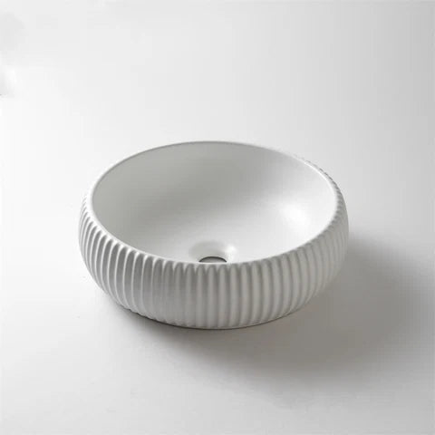 420*420*125mm Matte White with Fluted Design Above Counter Basin