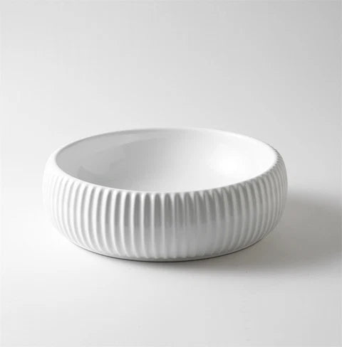 420*420*125mm Gloss White with Fluted Desig Abover Counter Basin