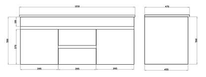 1200mm Polar Wall Hung Vanity PVC - Cabinet Only - Double Bowl - Gloss White