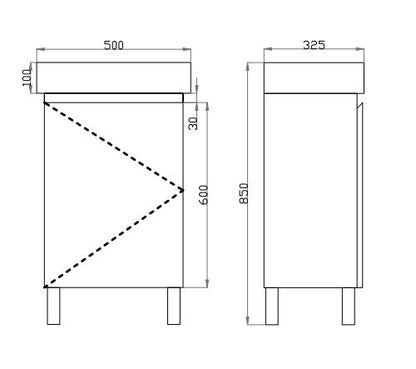 500mm Polar Mini Floor Vanity PVC - Cabinet Only - Gloss White