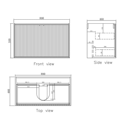 Marlo 900mm Matte Black Wall Hung Cabinet Only