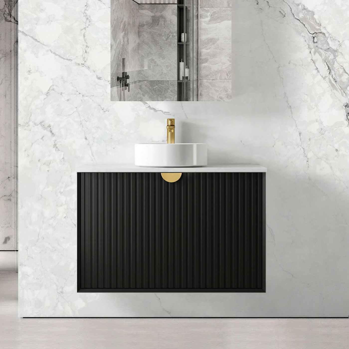 Marlo 900mm Matte Black Wall Hung Cabinet Only