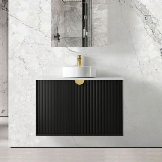 Marlo 900mm Matte Black Wall Hung Cabinet Only