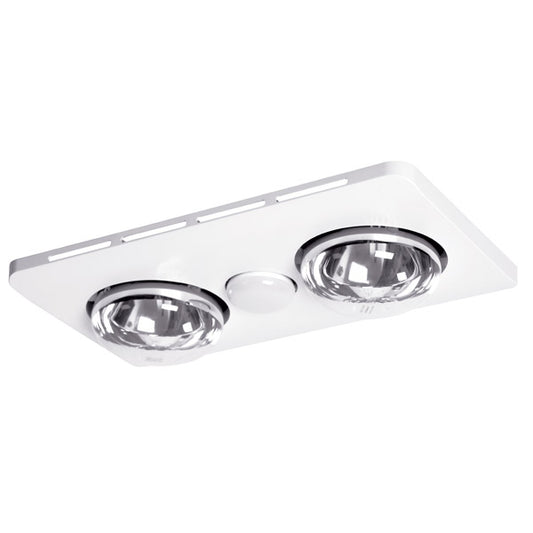 Essence 2 2 Heat 3 in 1 Bathroom Heater Exhaust Fan & 8w R63 4000K LED Light - White