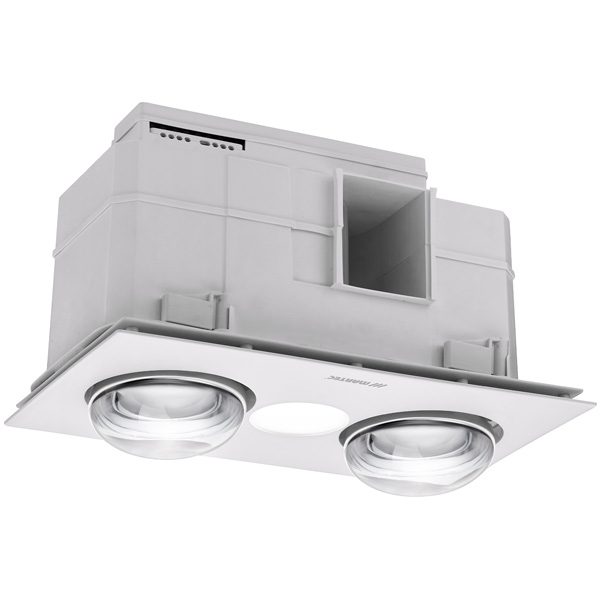 Forme 2 Heat 3 in 1 Bathroom Heater Exhaust Fan & 10w Tricolour LED Downlight - White