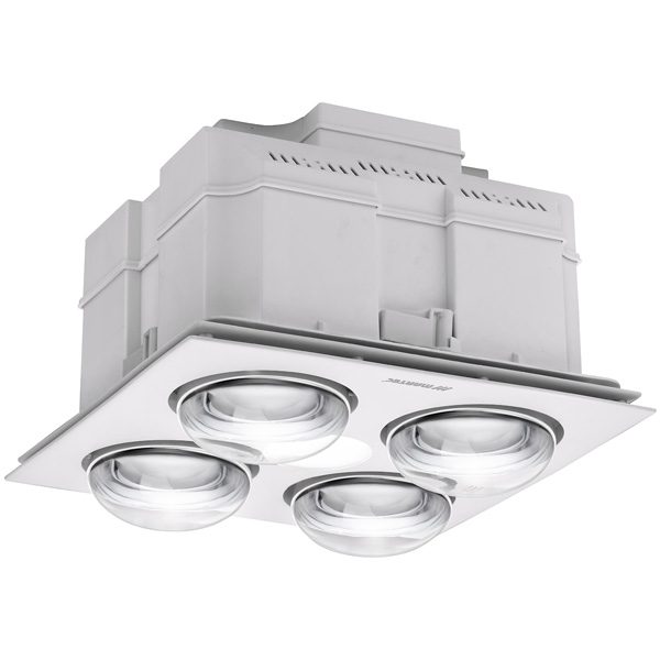 Forme 4 Heat 3 in 1 Bathroom Heater Exhaust Fan & 10w Tricolour LED Downlight - White
