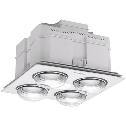 Forme 4 Heat 3 in 1 Bathroom Heater Exhaust Fan & 10w Tricolour LED Downlight - White