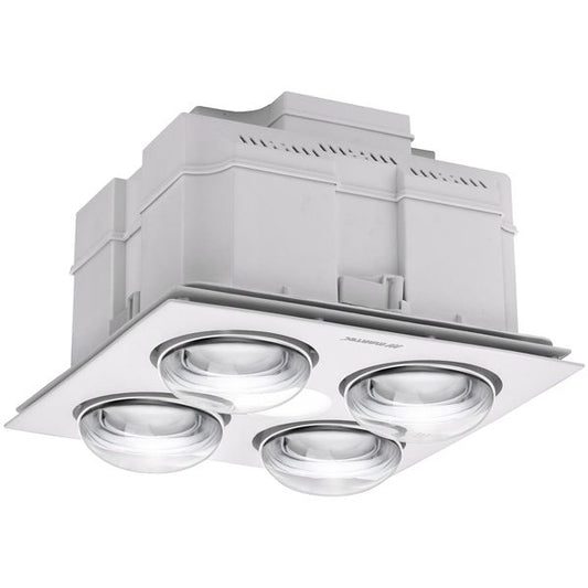 Forme 4 Heat 3 in 1 Bathroom Heater Exhaust Fan & 10w Tricolour LED Downlight - White