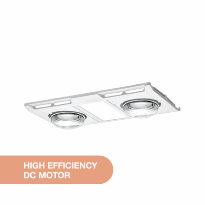 Profile Panel 2 Heat 3 in 1 Bathroom Heater Exhaust Fan with 12w Tricolour Panel Light - White
