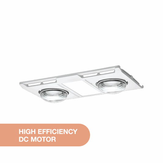 Profile Panel 2 Heat 3 in 1 Bathroom Heater Exhaust Fan with 12w Tricolour Panel Light - White