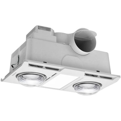 Profile Panel 2 Heat 3 in 1 Bathroom Heater Exhaust Fan with 12w Tricolour Panel Light - White