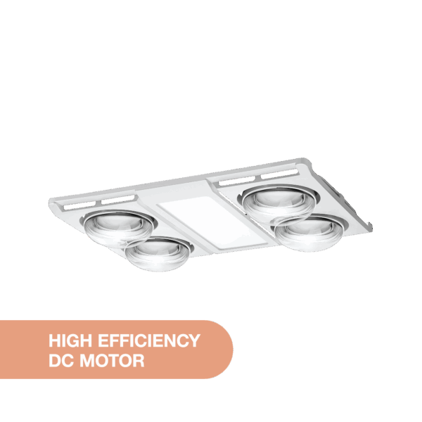 Profile Panel 4 Heat 3 in 1 Bathroom Heater Exhaust Fan with 12w Tricolour Panel Light - White