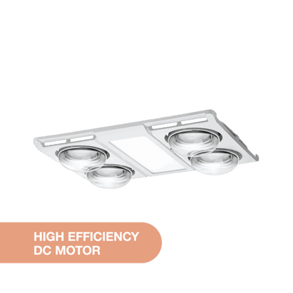 Profile Panel 4 Heat 3 in 1 Bathroom Heater Exhaust Fan with 12w Tricolour Panel Light - White