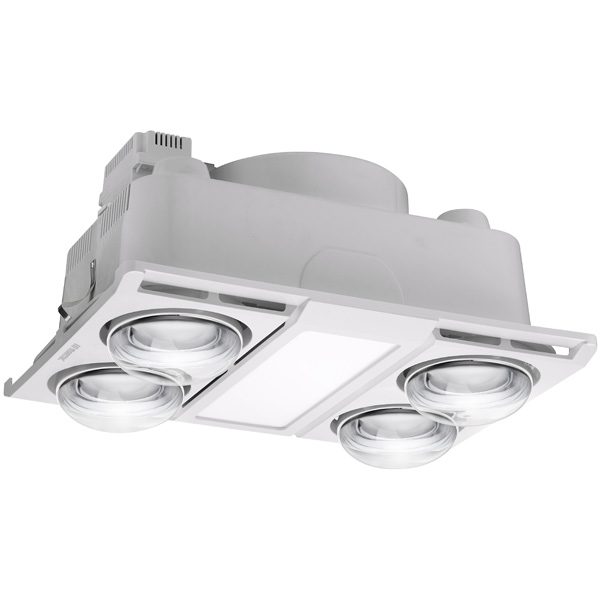 Profile Panel 4 Heat 3 in 1 Bathroom Heater Exhaust Fan with 12w Tricolour Panel Light - White