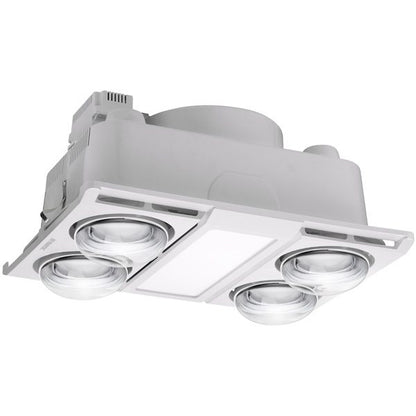 Profile Panel 4 Heat 3 in 1 Bathroom Heater Exhaust Fan with 12w Tricolour Panel Light - White