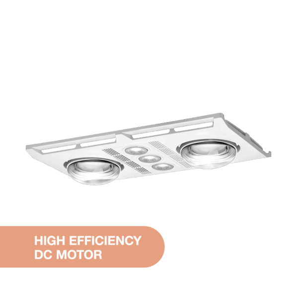 Profile Plus DC 2 3-in-1 Bathroom Heater with 2 Heat Lamps, Exhaust Fan and GU10 LED Light