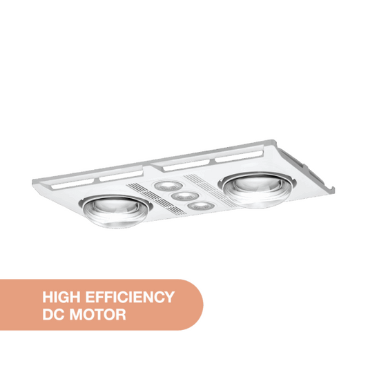 Profile Plus DC 2 3-in-1 Bathroom Heater with 2 Heat Lamps, Exhaust Fan and GU10 LED Light