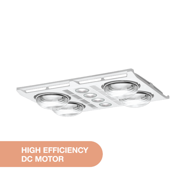 Profile Plus DC 4 3-in-1 Bathroom Heater with 4 Heat Lamps, Exhaust Fan and GU10 LED Light