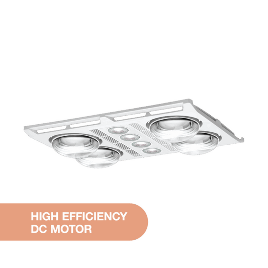 Profile Plus DC 4 3-in-1 Bathroom Heater with 4 Heat Lamps, Exhaust Fan and GU10 LED Light